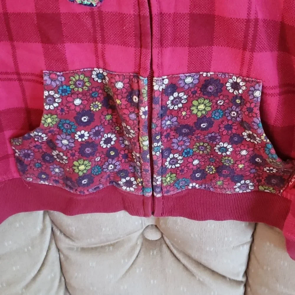Childrens Place Pink Plaid Hooded Sweatshirt Sz L